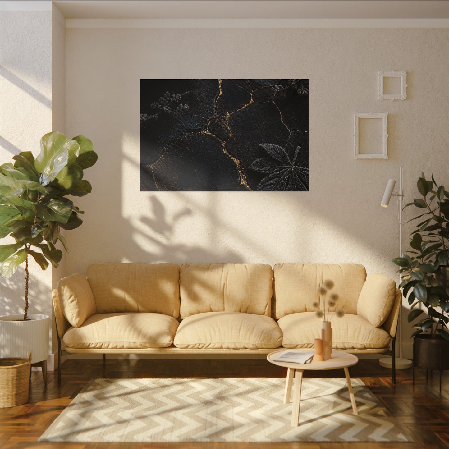 Candlelight Cracked Earth Canvas Art - Dark Japandi Ma