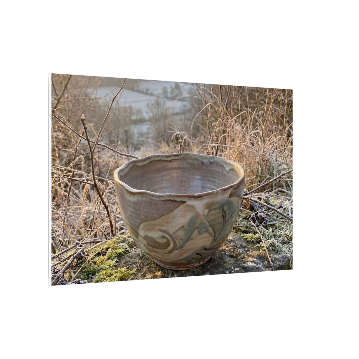 Golden Hour Ceramic Bowl Canvas Art - Japandi Shibui