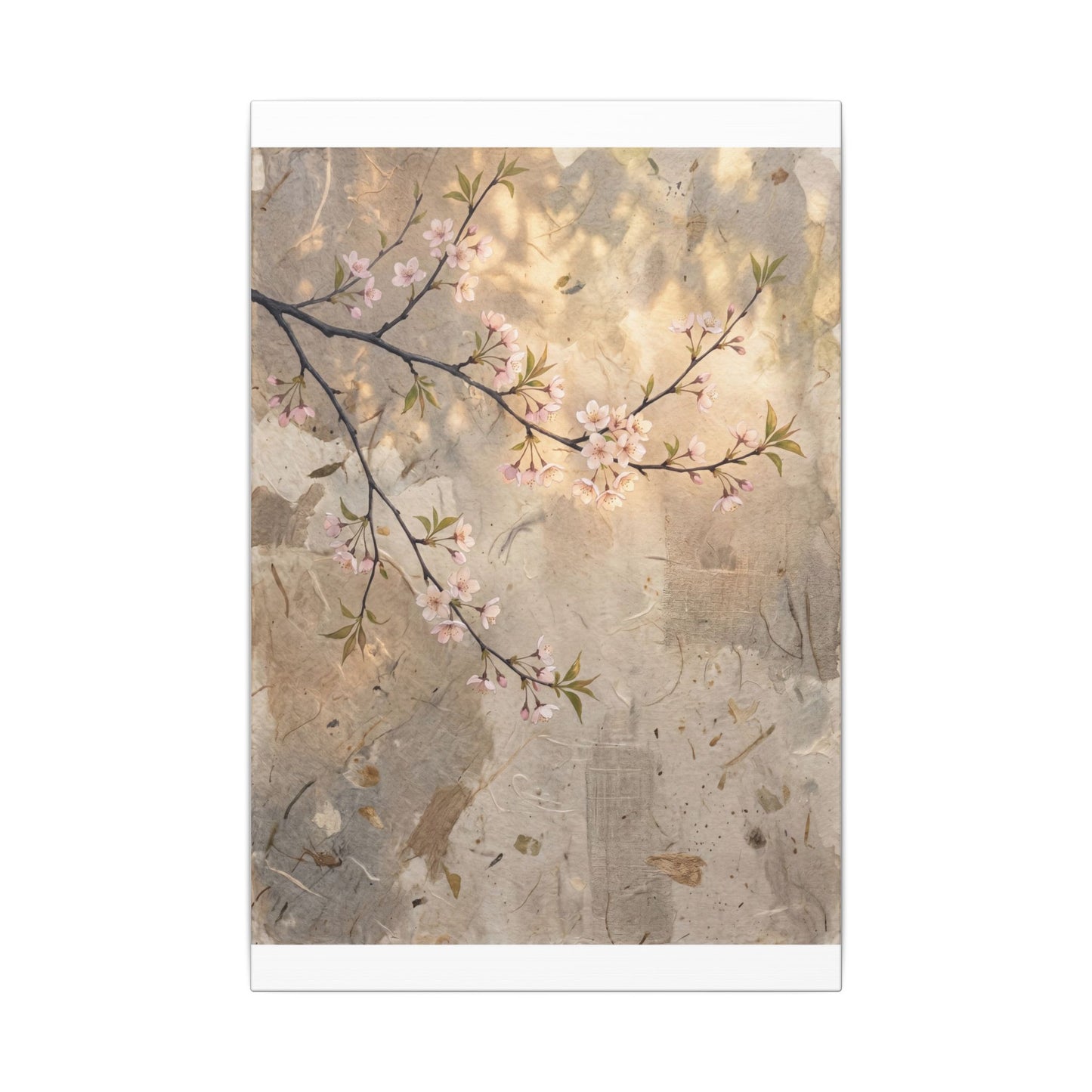 Summer Cherry Blossom Texture Canvas Art | Neutral Decor