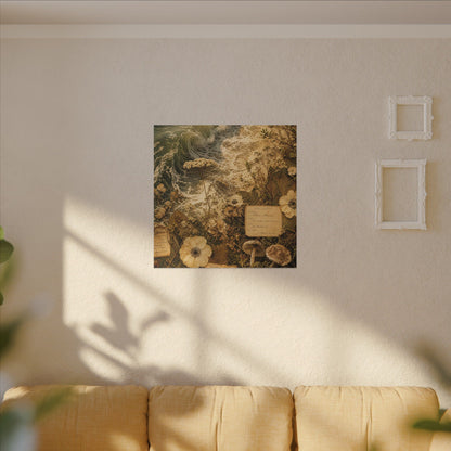 Spring Ocean Wave Herbarium Canvas Art | Nostalgic Decor