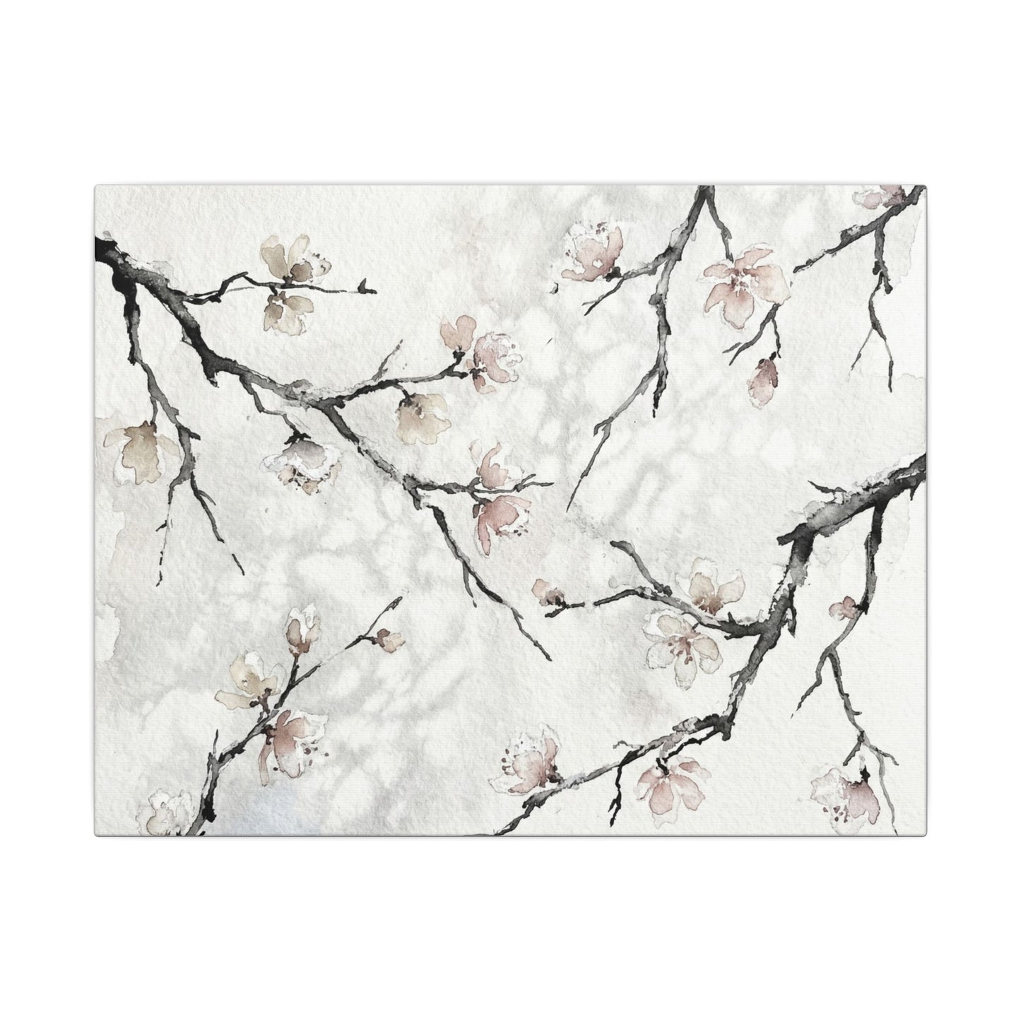 Cherry Blossom Canvas Art | Winter Japandi Watercolor Art Art Print