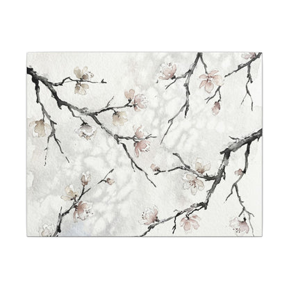 Cherry Blossom Canvas Art | Winter Japandi Watercolor Art Art Print