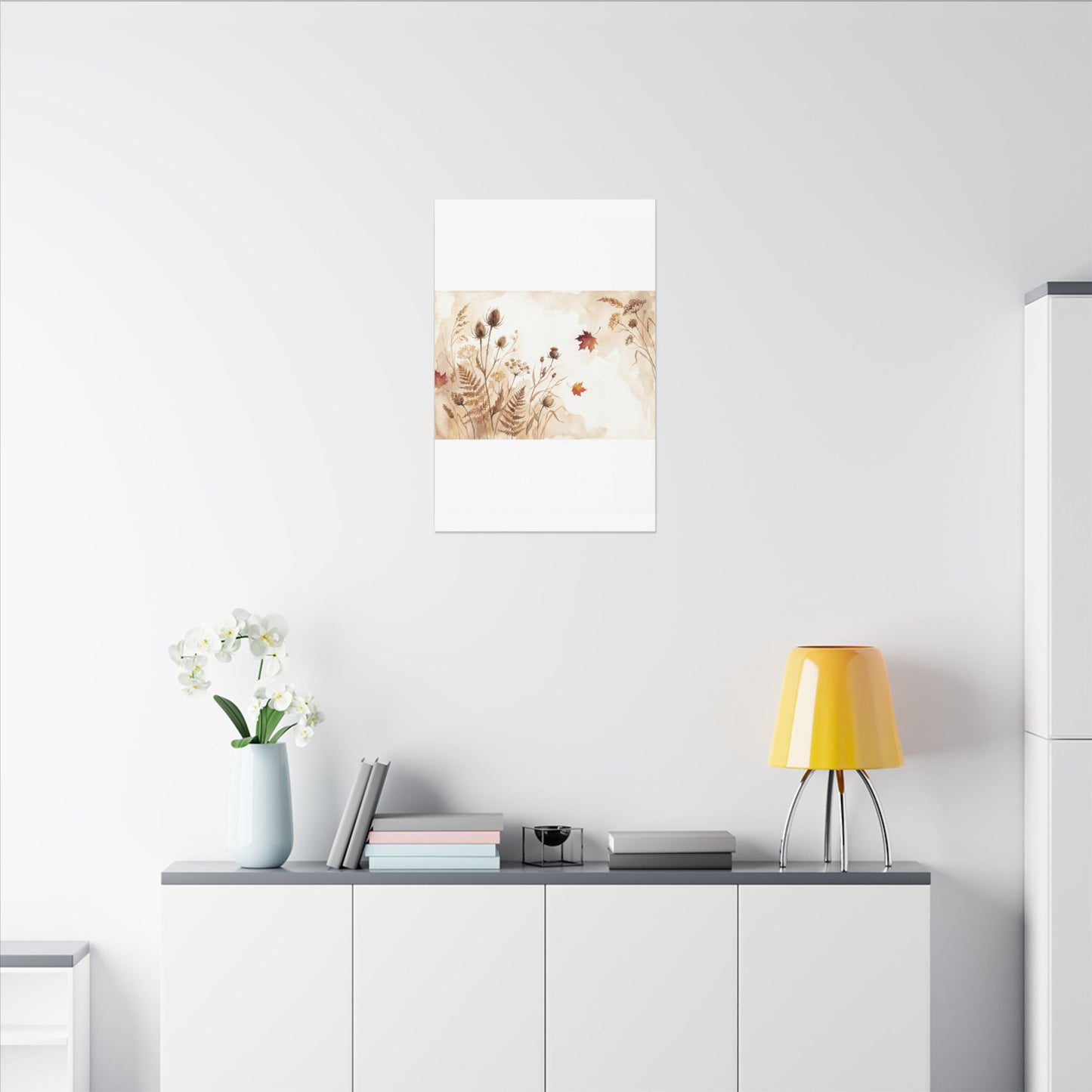Dried Flowers Canvas Art | Autumn Japandi Watercolor Art