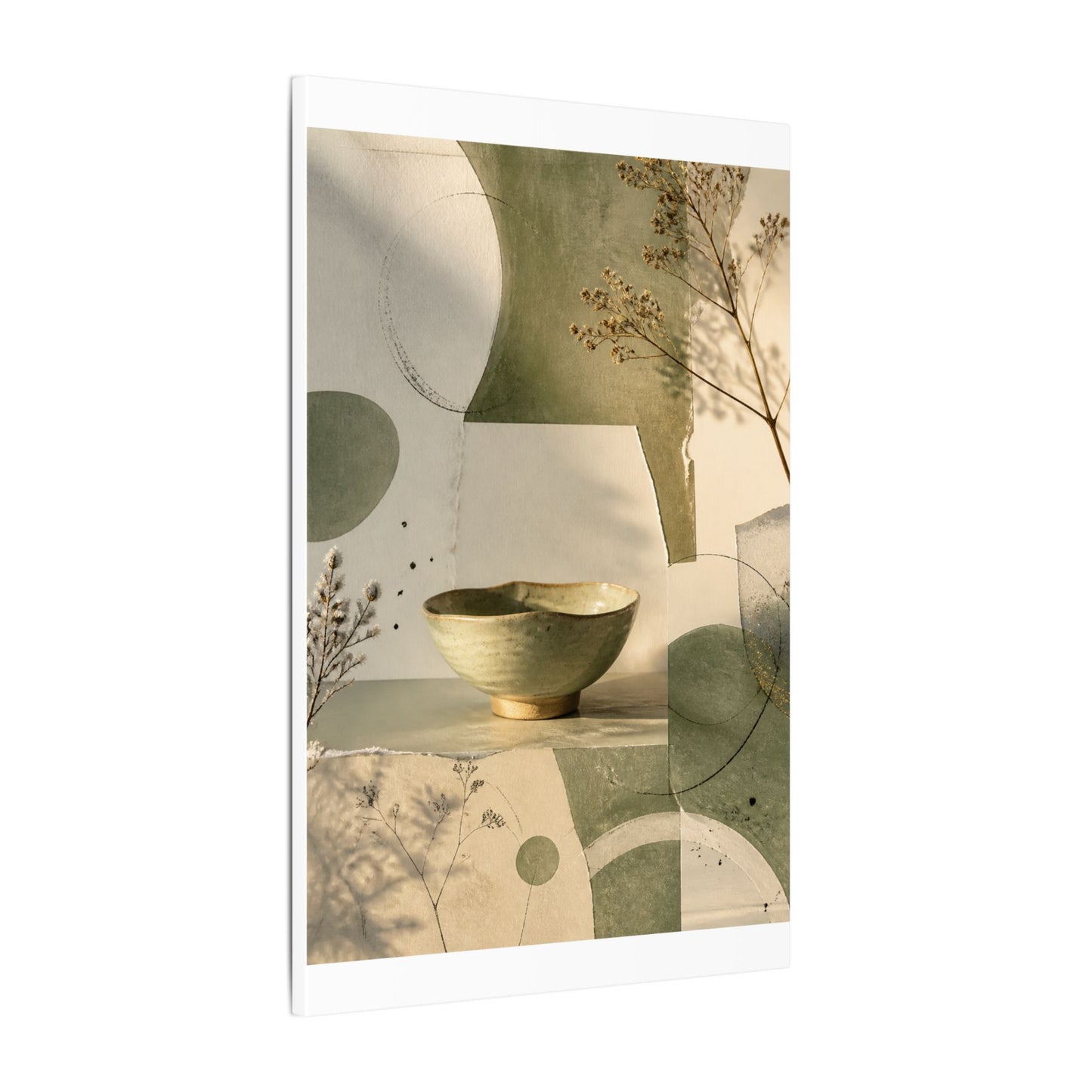 Warm Ceramic Bowl Canvas Art - Minimal Line Japandi