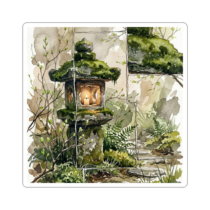 Stone Lantern Sticker | Spring Japandi Watercolor Art