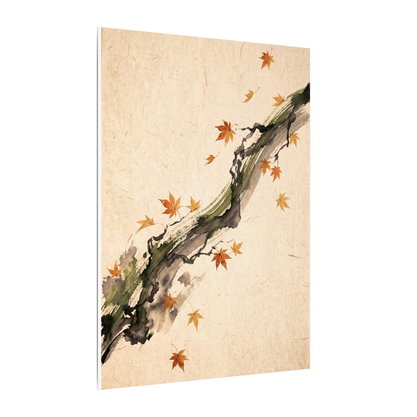 Ink Brushstroke Autumn Canvas Art | Zen Calm Design