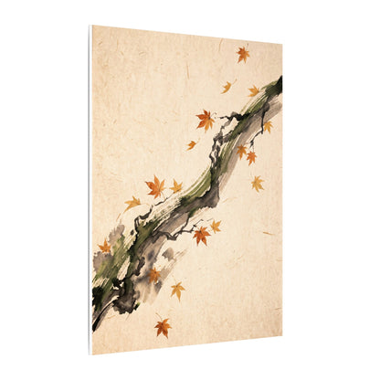 Ink Brushstroke Autumn Canvas Art | Zen Calm Design
