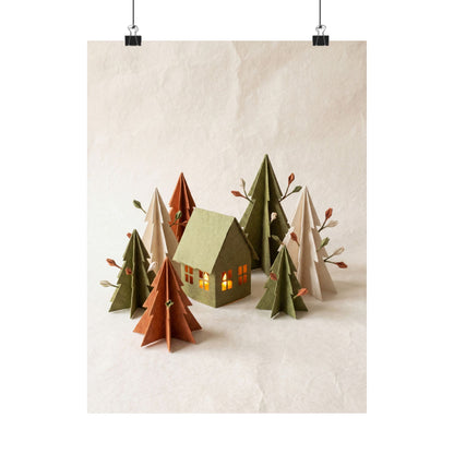 Spring Paper Fold Forest Whimsy Wall Art Print | Nostalgic Decor
