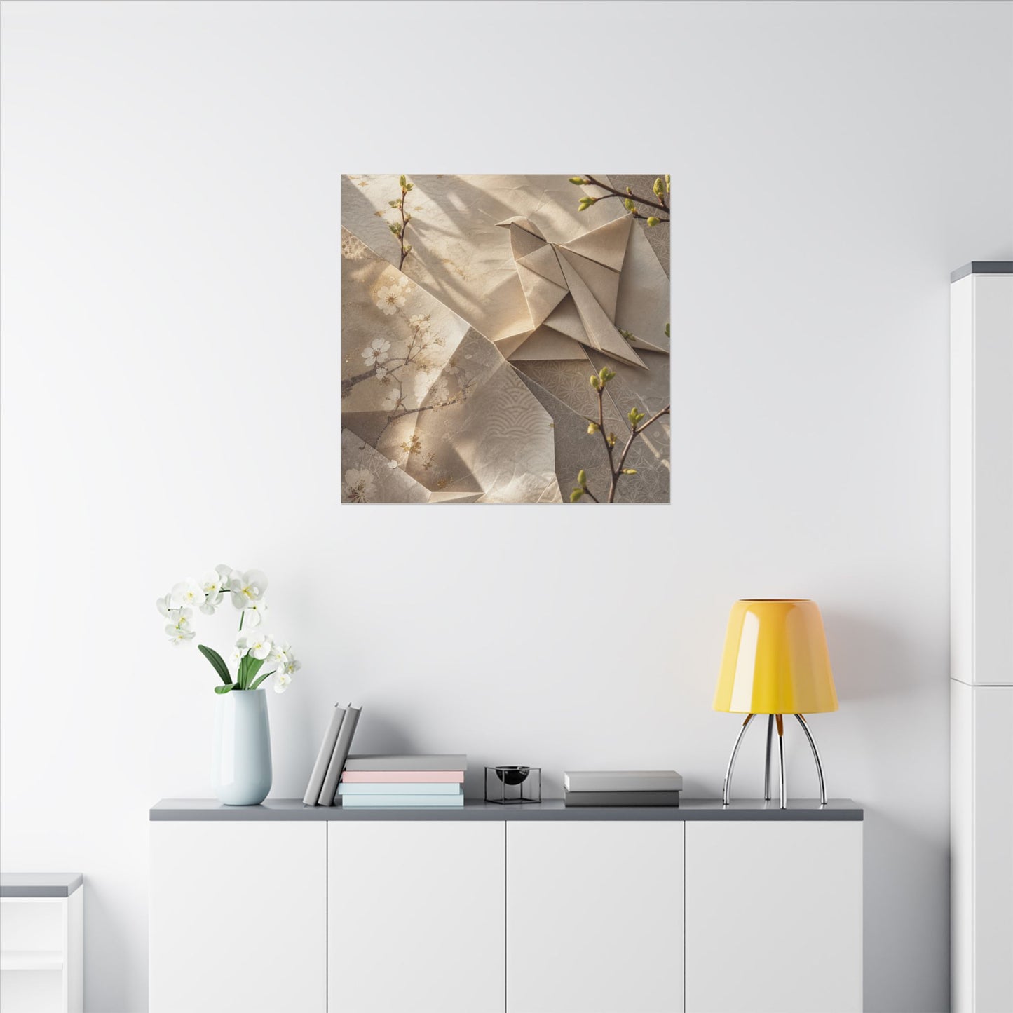 Golden Hour Paper Fold Canvas Art - Japandi Fukinsei