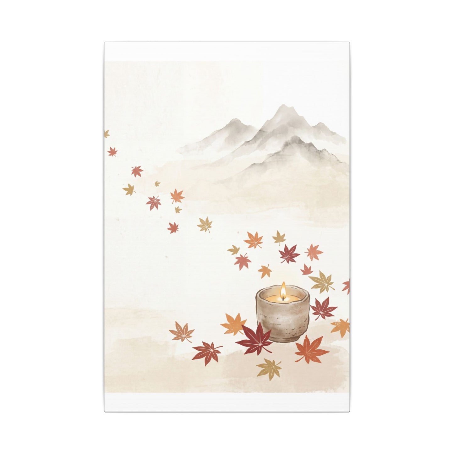 Earthy Mountain Mist Canvas Art - Japanese Pattern Japandi