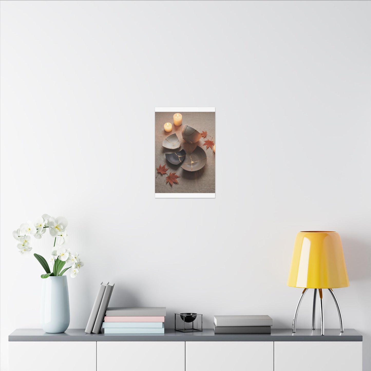 Candlelight Broken Pottery Canvas Art - Japandi Ma