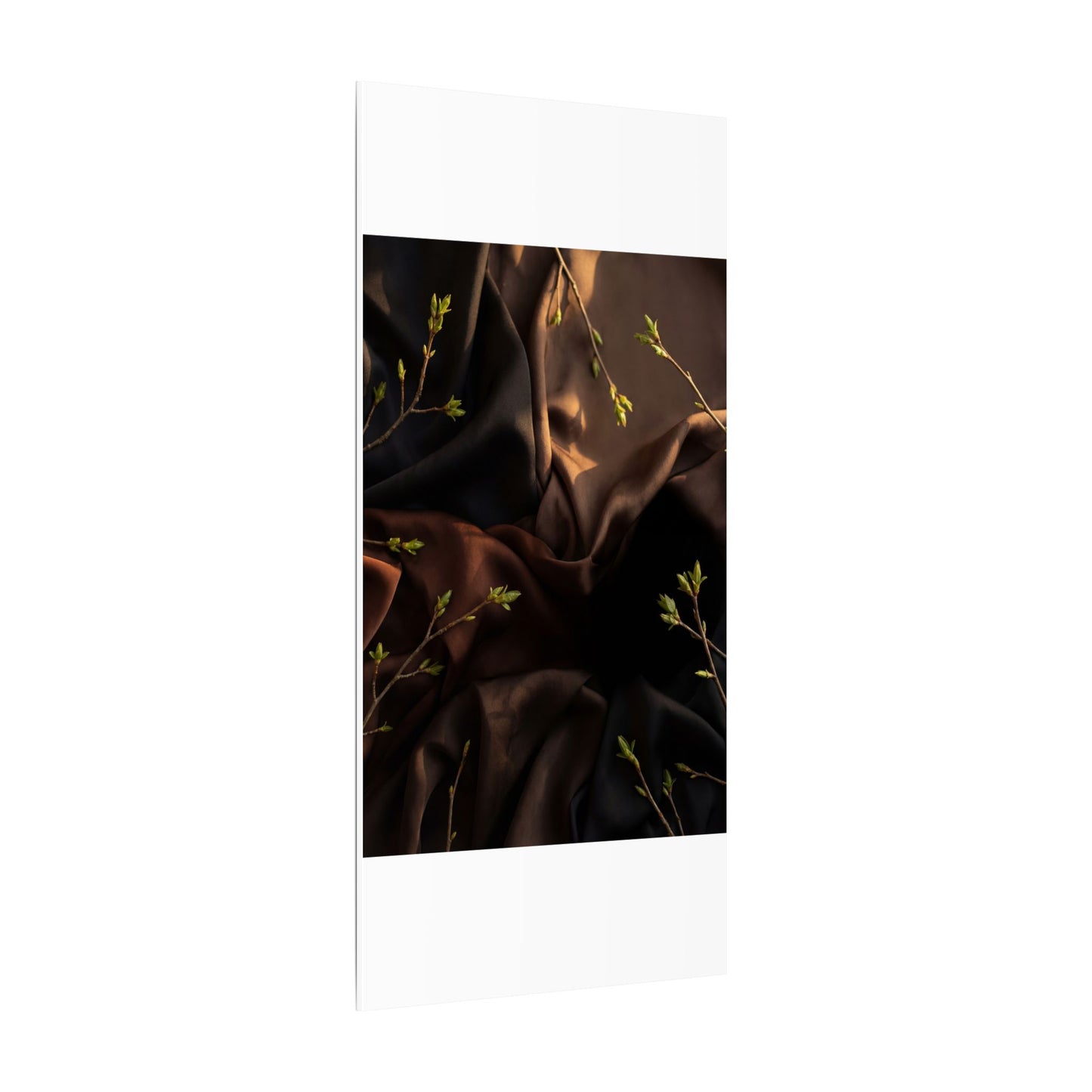 Dark Japandi Silk Drape in Golden Hour | Moody Minimal Canvas Art