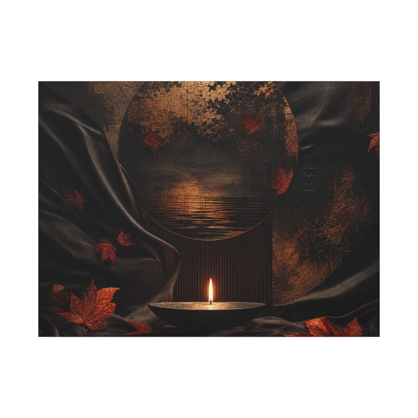 Silk Drape Autumn Canvas Art | Dark Japandi Moody Design