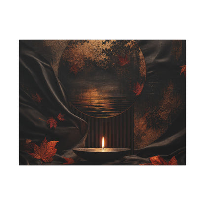 Silk Drape Autumn Canvas Art | Dark Japandi Moody Design