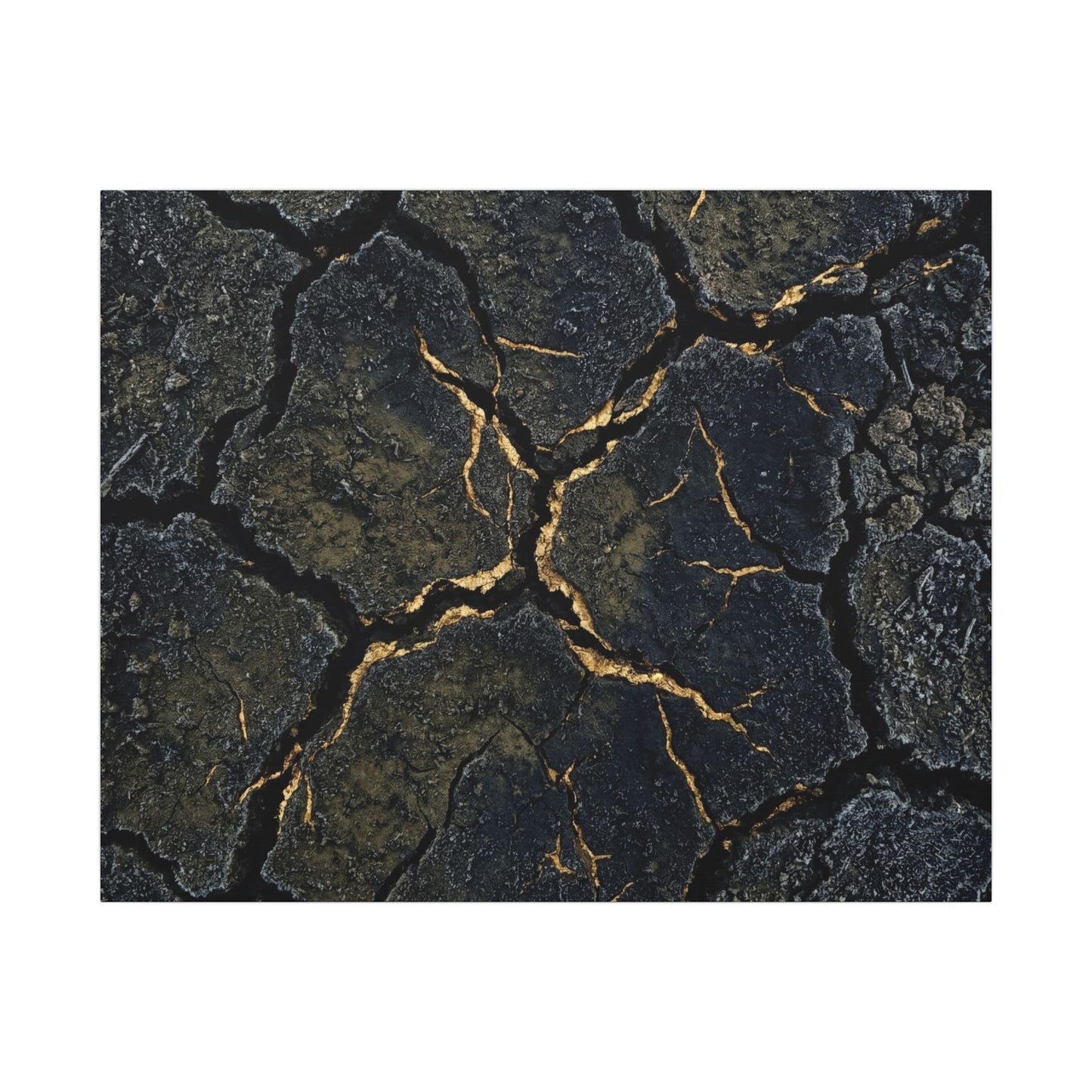 Overcast Cracked Earth Canvas Art - Dark Japandi Ma