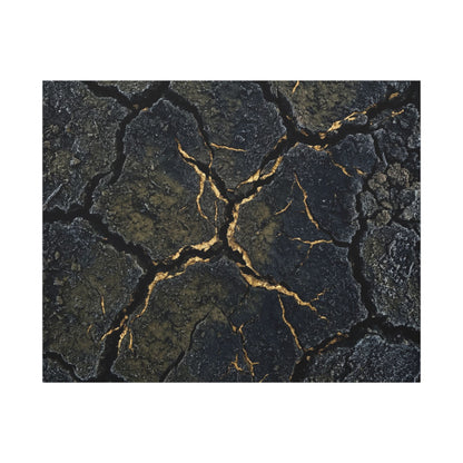Overcast Cracked Earth Canvas Art - Dark Japandi Ma