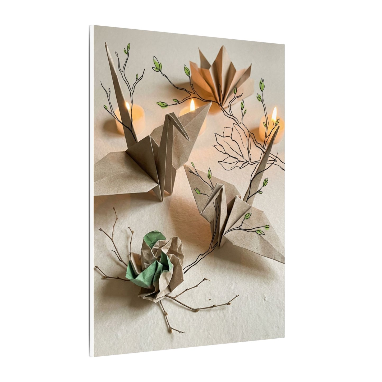 Paper Fold Spring Canvas Art | Japandi Earthy Design