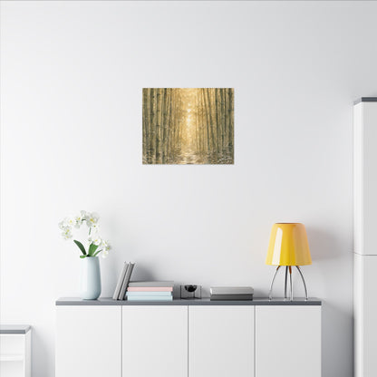 Bamboo Grove Winter Canvas Art | Japandi Elegant Design