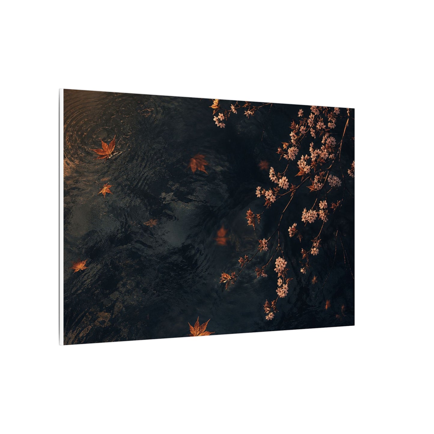 Golden Hour Cherry Blossom Canvas Art - Dark Japandi Kanso