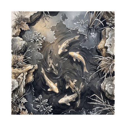 Golden Hour Koi Pond Wall Art Print - Japandi Fukinsei