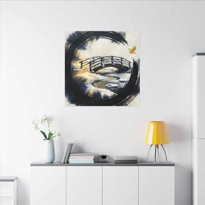 Autumn Ink Brushstroke Karesansui Canvas Art | Peaceful Decor