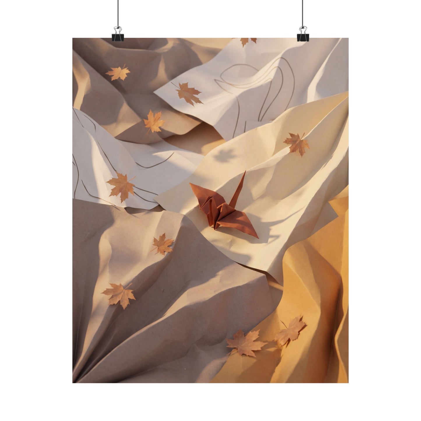 Paper Fold Wall Art Print | Autumn Japandi Minimal Line Art Art Print