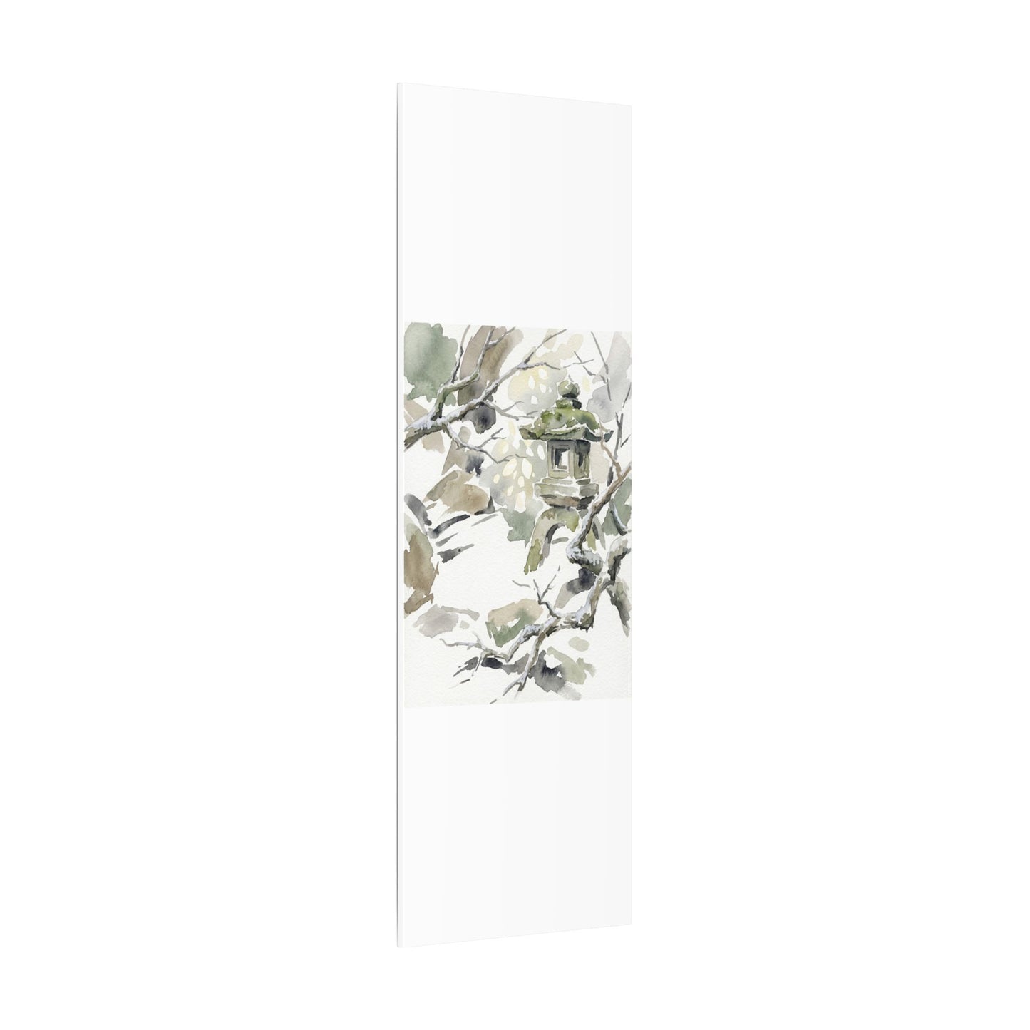 Elegant Stone Lantern Canvas Art - Watercolor Japandi
