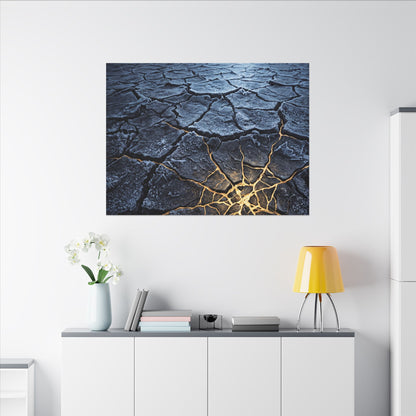 Moonlight Cracked Earth Canvas Art - Kintsugi Mono No Aware