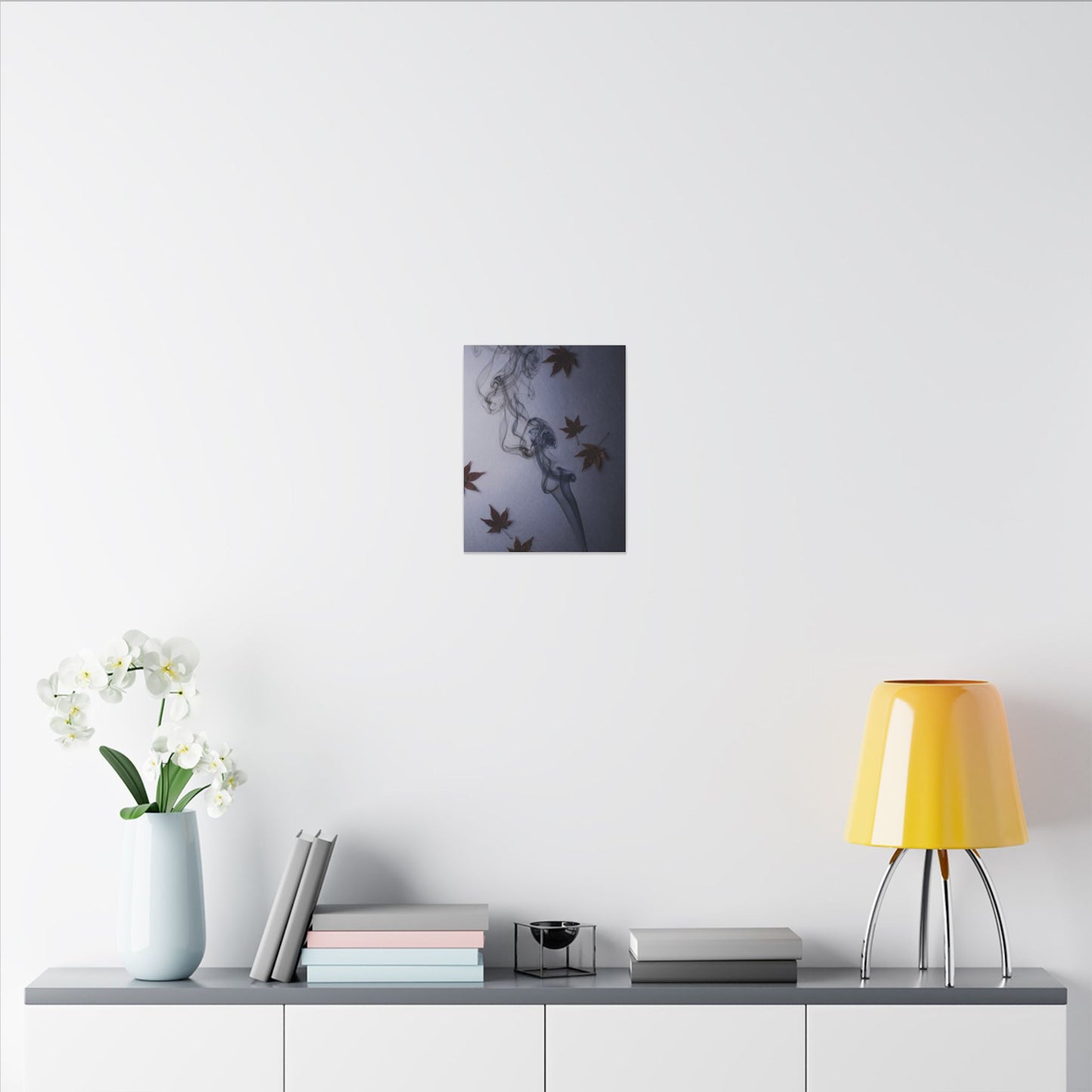 Dark Japandi Incense Smoke in Dawn | Moody Minimal Canvas Art