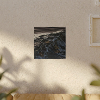 Dark Japandi Ocean Wave in Dawn | Moody Minimal Canvas Art