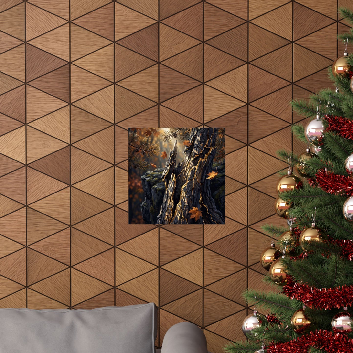 Pine Tree Autumn Wall Art Print | Kintsugi Beautiful Design