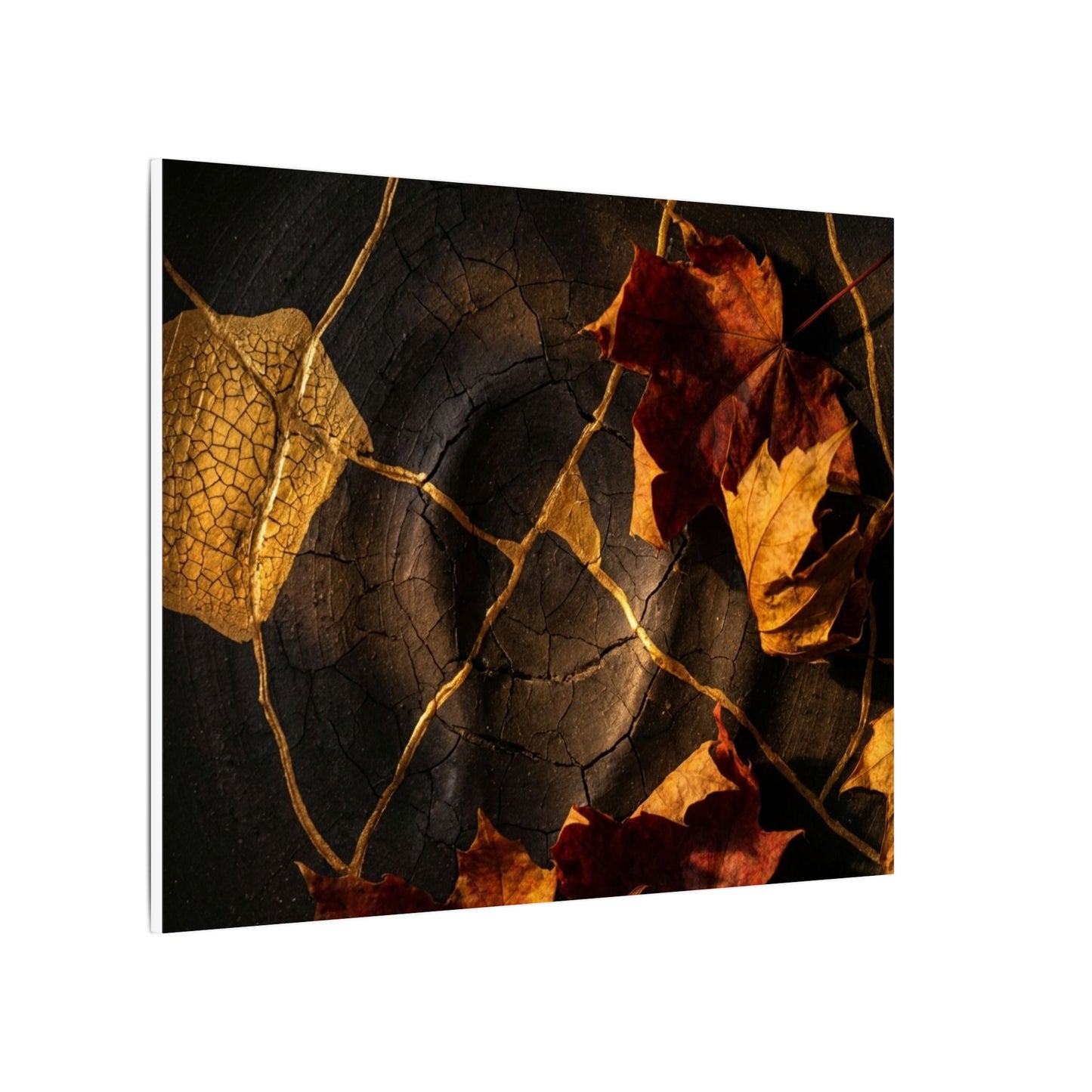 Resilient Shadow Play Canvas Art - Crackle Gold Kintsugi