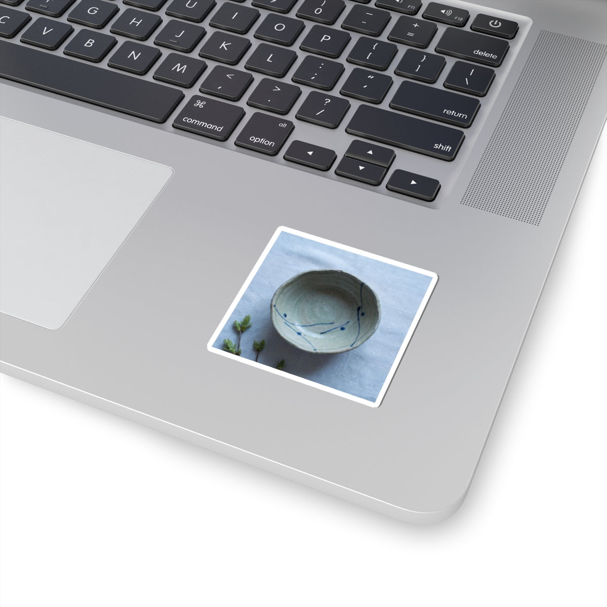 Japandi Ceramic Bowl in Moonlight | Minimal Line Sticker