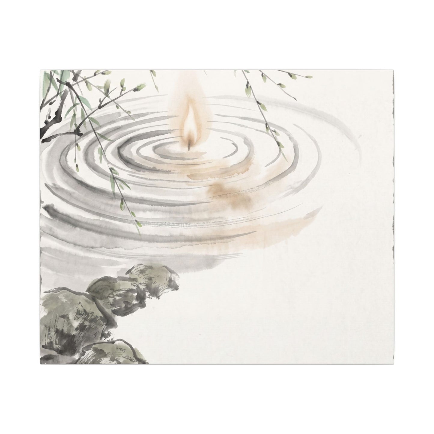 Water Ripple Sumi E Canvas Art | Tranquil Zen Art