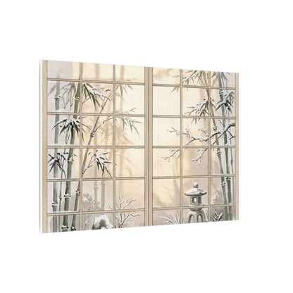 Winter Shoji Screen Sumi E Canvas Art | Tranquil Decor