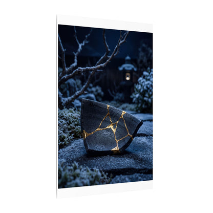 Moonlit Garden Winter Canvas Art | Kintsugi Artful Design