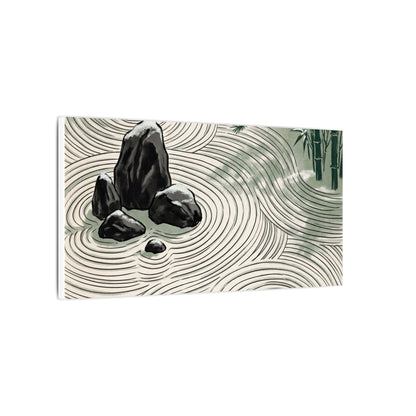 Shibui Rock Garden Canvas Art - Zen Ukiyo E Inspired