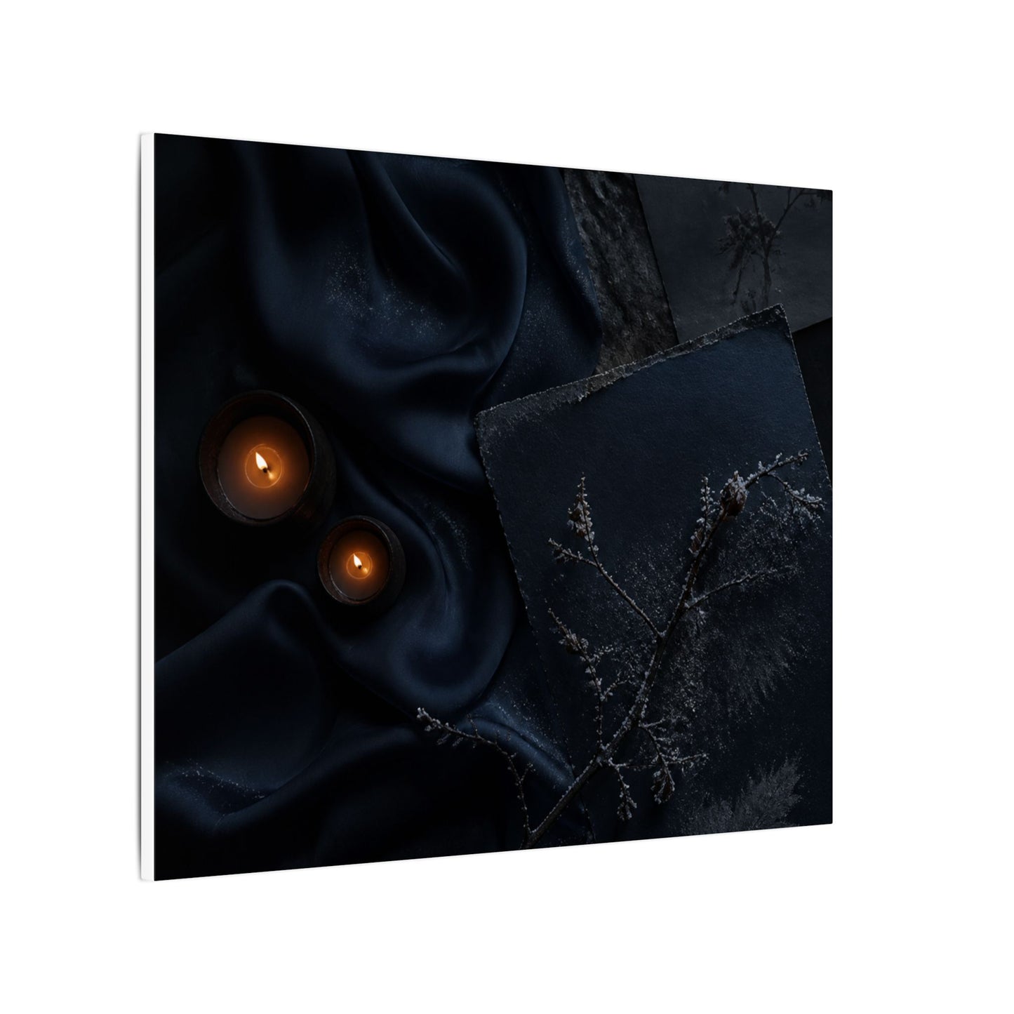 Candlelight Silk Drape Canvas Art - Dark Japandi Kanso