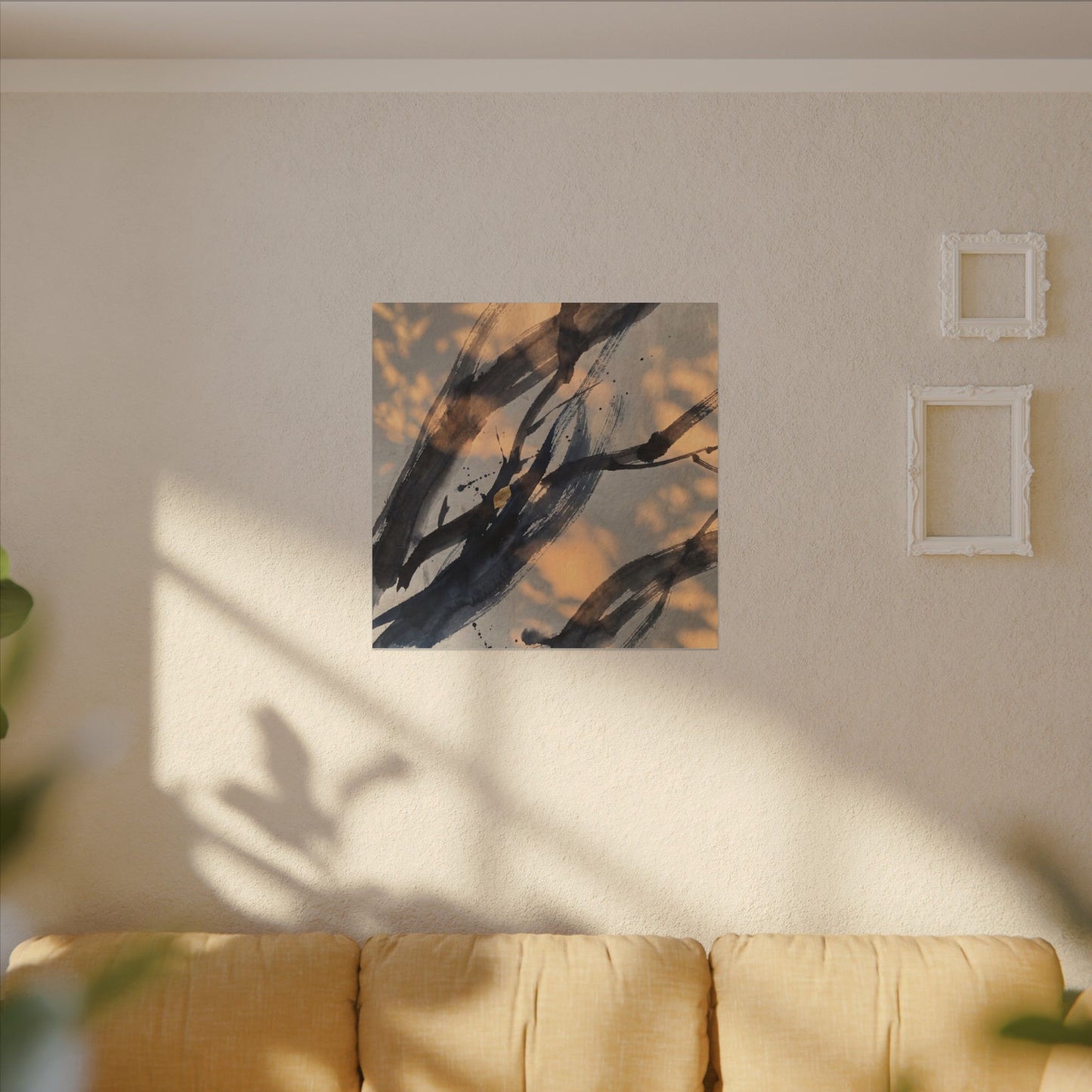 Datsuzoku Ink Brushstroke Canvas Art - Dark Japandi Shadow Zen