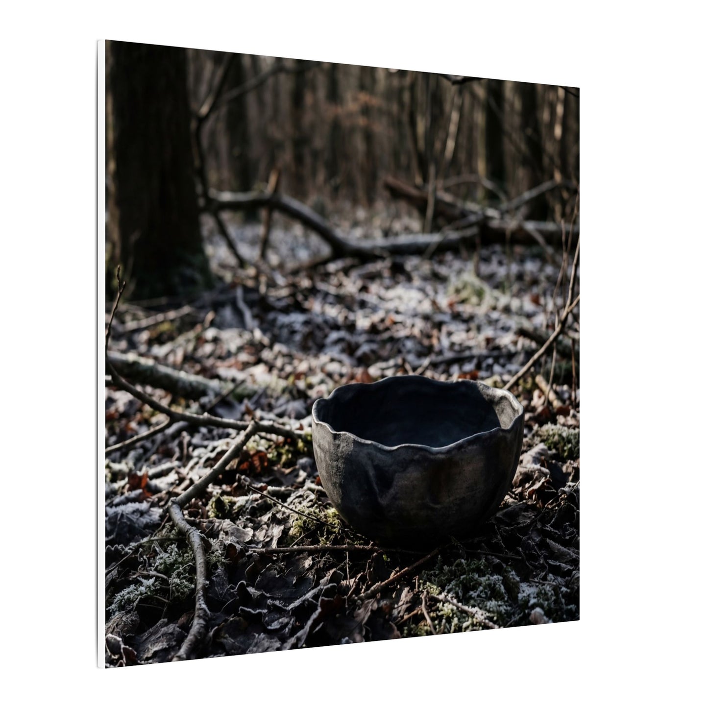 Dappled Ceramic Bowl Canvas Art - Dark Japandi Kanso