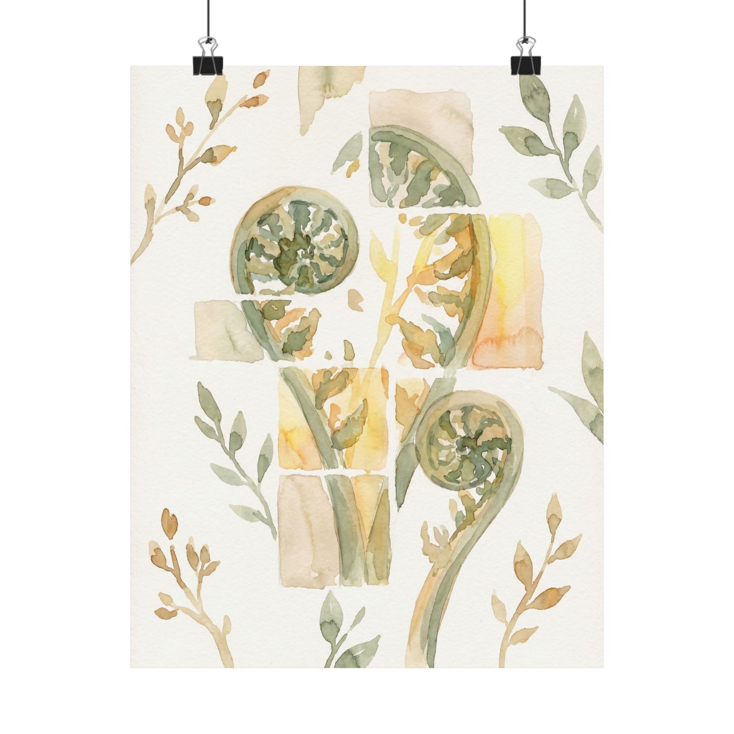 Kanso Fern Unfurling Wall Art Print - Japandi Watercolor