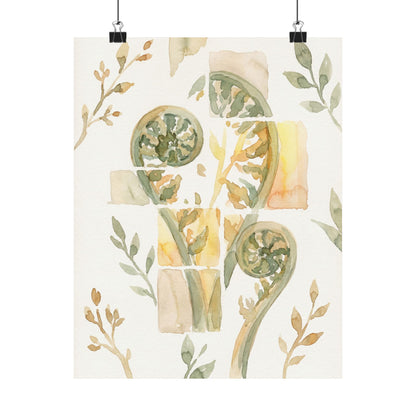 Kanso Fern Unfurling Wall Art Print - Japandi Watercolor