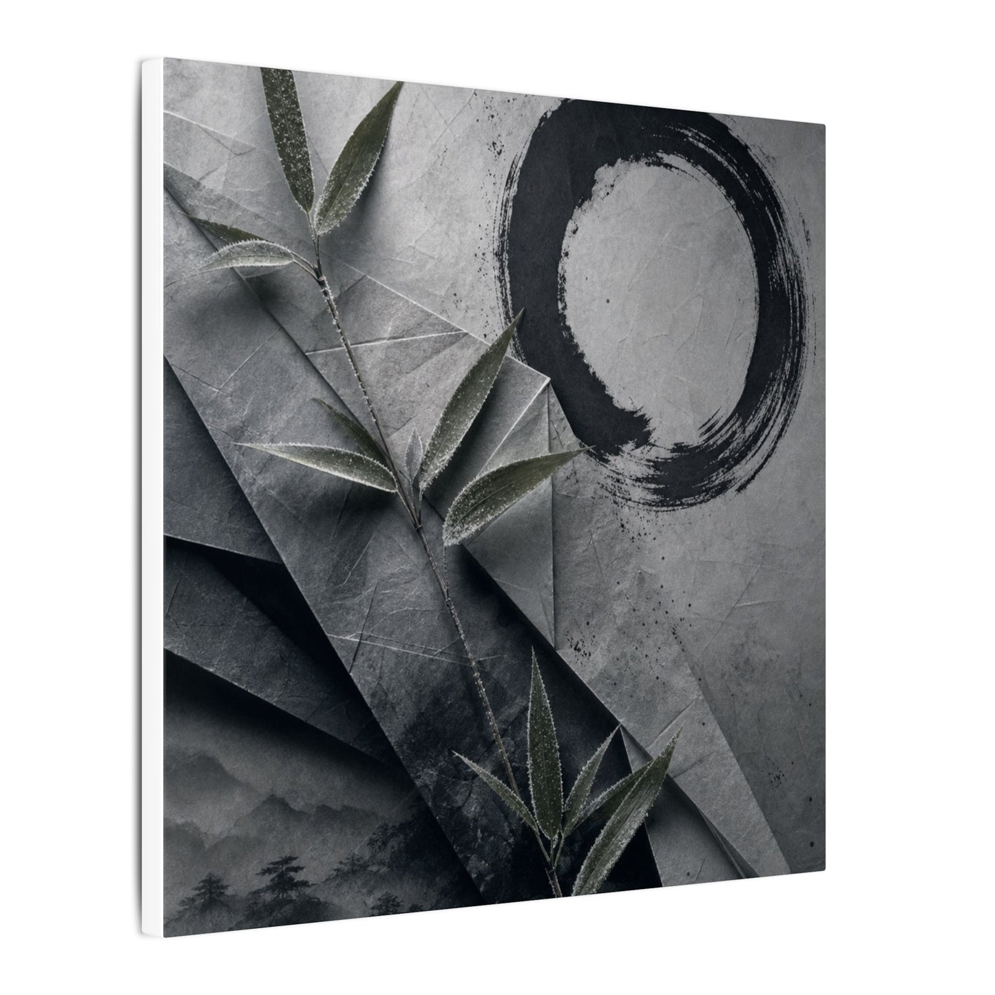Winter Paper Fold Enso Canvas Art | Serene Decor