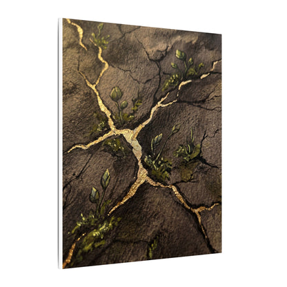 Spring Cracked Earth Charcoal Ink Canvas Art | Luxurious Decor