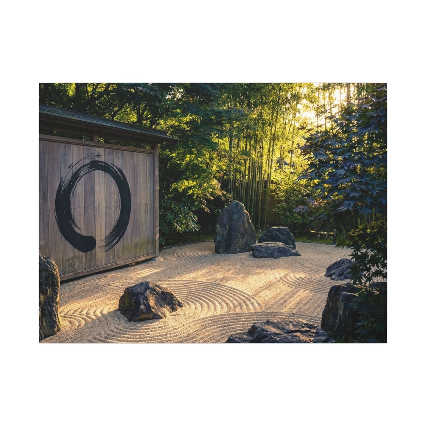 Rock Garden Enso Canvas Art | Tranquil Zen Art