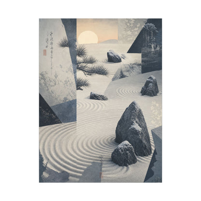 Seijaku Rock Garden Canvas Art - Zen Ukiyo E Inspired