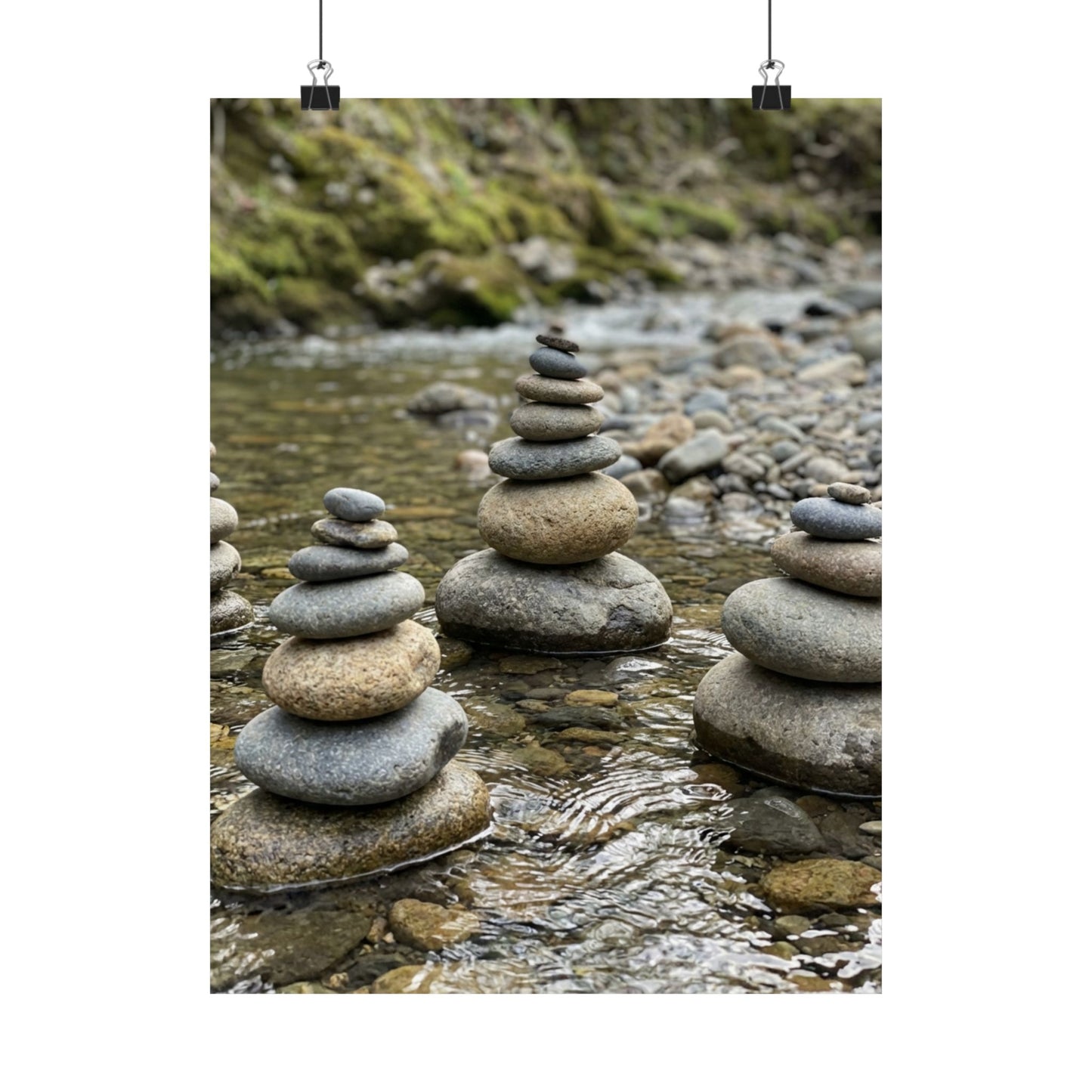 River Stones Summer Wall Art Print | Zen Contemplative Design