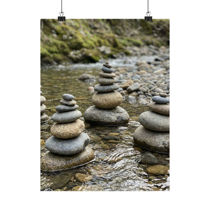 River Stones Summer Wall Art Print | Zen Contemplative Design
