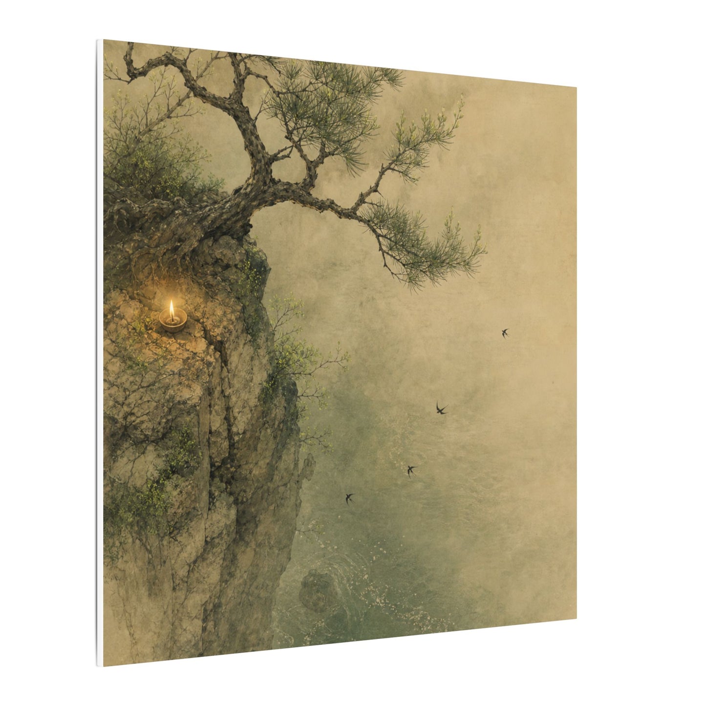 Spring Pine Tree Minimal Line Canvas Art | Earthy Decor