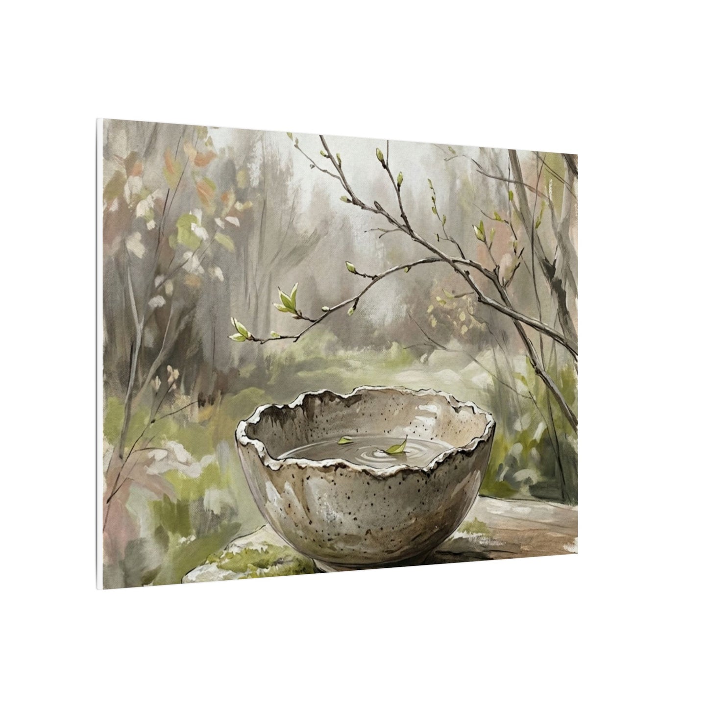 Japandi Ceramic Bowl in Overcast | Minimal Line Canvas Art